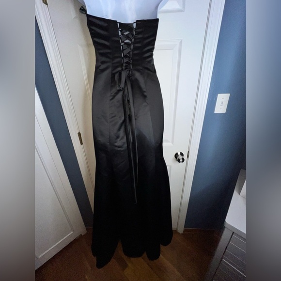 NWOT Bill Levkoff 4 Black Satin Strapless Lace Up Evening Gown Dress S Style 178 - Picture 14 of 16